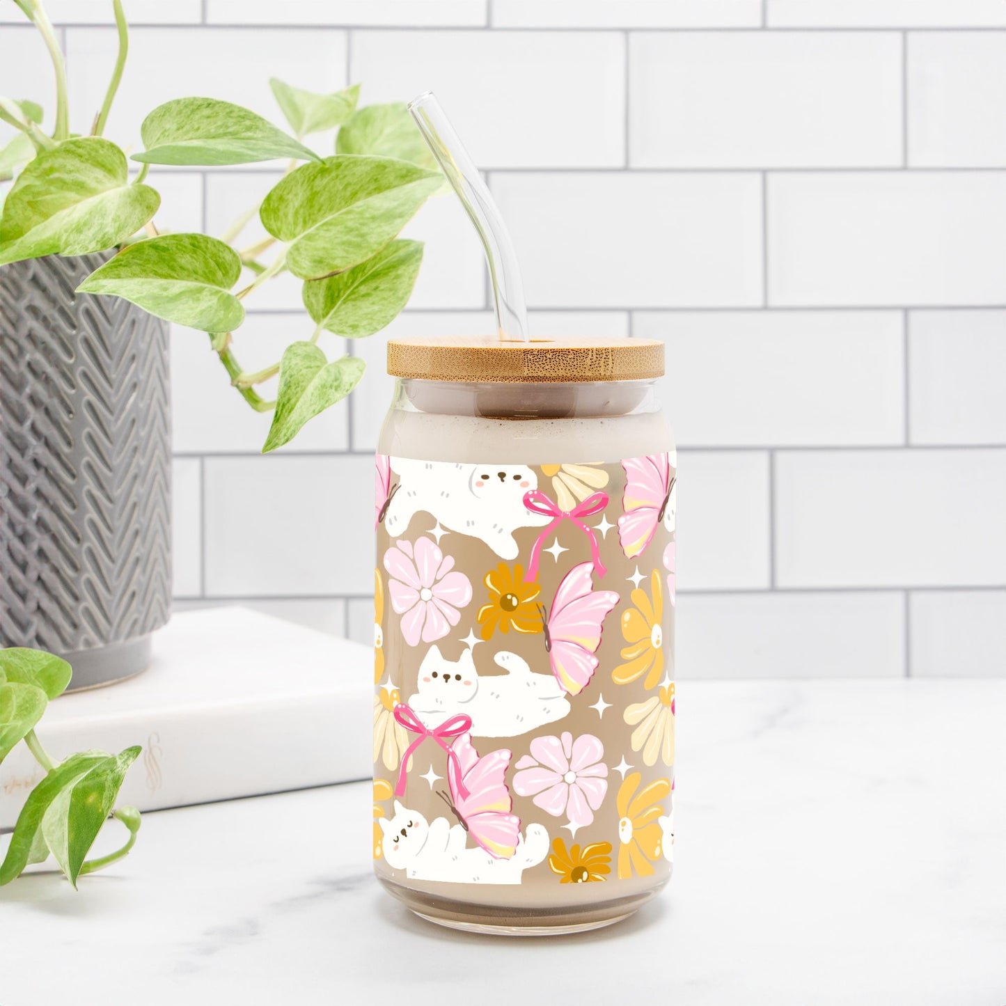 Bloom Cup - Boho Butterfly Cat (16oz)